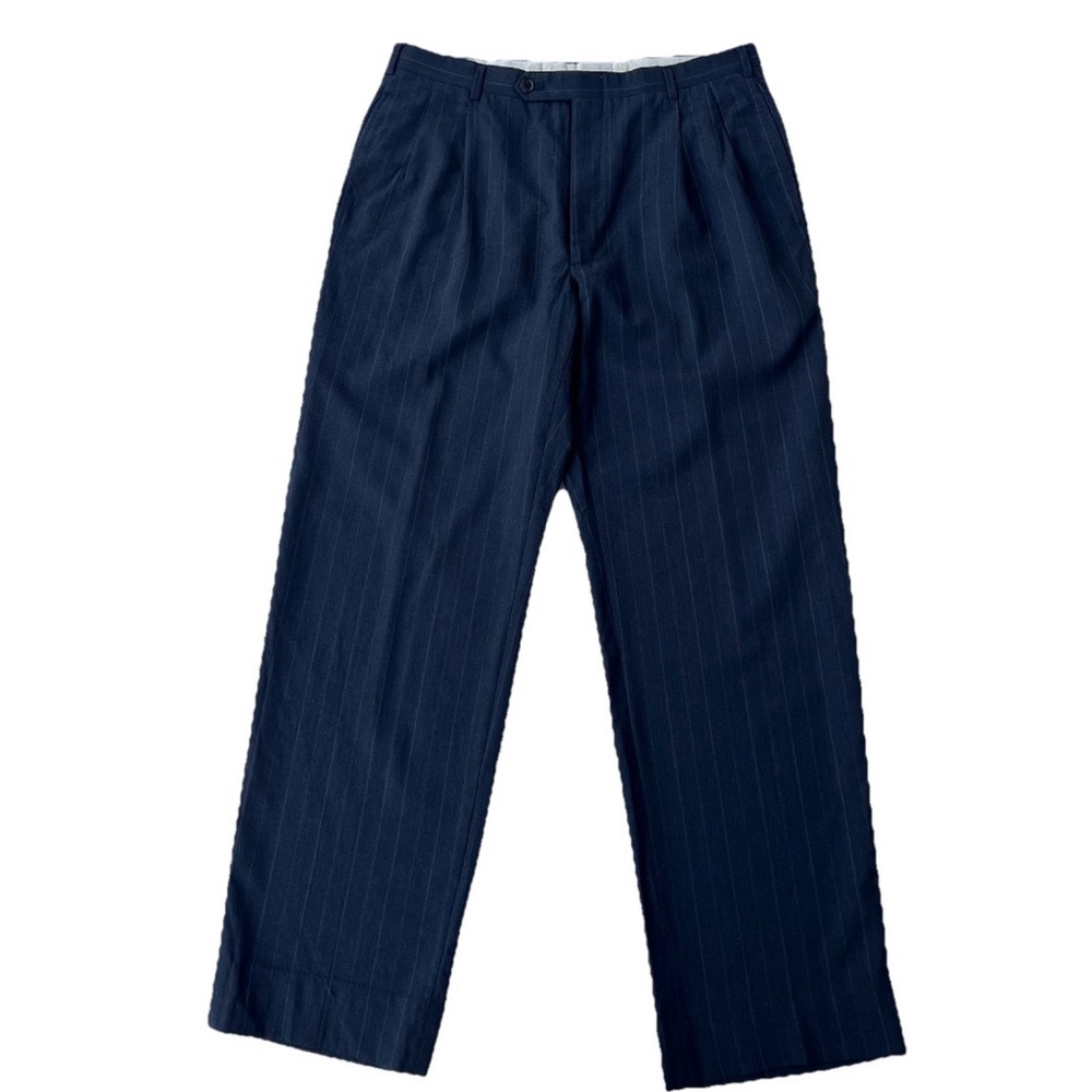 VTG Christian Dior Monsieur Navy Pleated Pinstripe Trousers